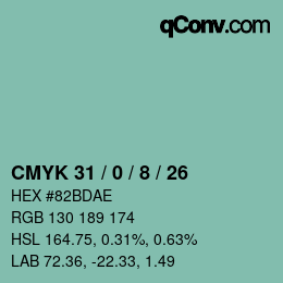 Color code: CMYK 31 / 0 / 8 / 26 | qconv.com