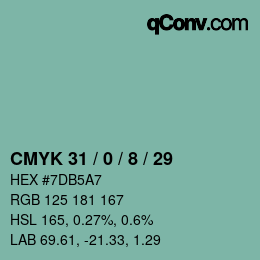 Color code: CMYK 31 / 0 / 8 / 29 | qconv.com