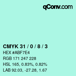 Color code: CMYK 31 / 0 / 8 / 3 | qconv.com