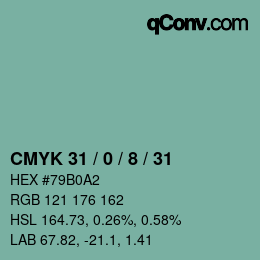 Color code: CMYK 31 / 0 / 8 / 31 | qconv.com