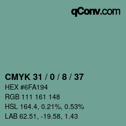 Color code: CMYK 31 / 0 / 8 / 37 | qconv.com