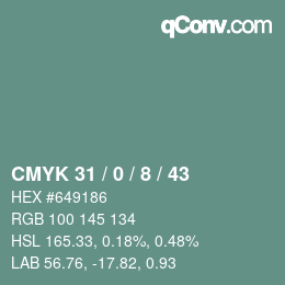 Color code: CMYK 31 / 0 / 8 / 43 | qconv.com