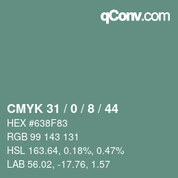 Código de color: CMYK 31 / 0 / 8 / 44 | qconv.com