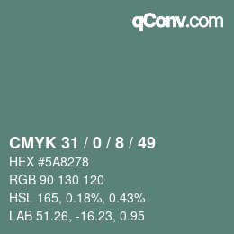 Color code: CMYK 31 / 0 / 8 / 49 | qconv.com