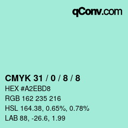 Color code: CMYK 31 / 0 / 8 / 8 | qconv.com