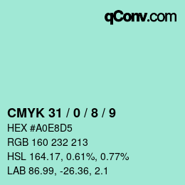 Color code: CMYK 31 / 0 / 8 / 9 | qconv.com