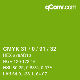 Color code: CMYK 31 / 0 / 91 / 32 | qconv.com