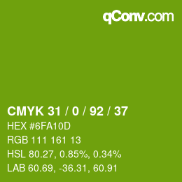 颜色代码: CMYK 31 / 0 / 92 / 37 | qconv.com