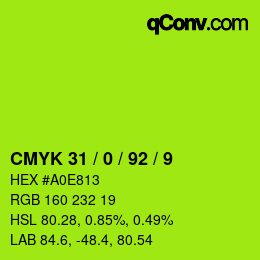 カラーコード: CMYK 31 / 0 / 92 / 9 | qconv.com