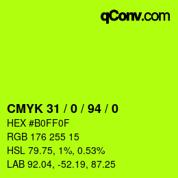 カラーコード: CMYK 31 / 0 / 94 / 0 | qconv.com
