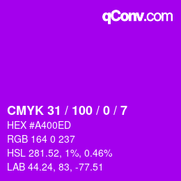カラーコード: CMYK 31 / 100 / 0 / 7 | qconv.com