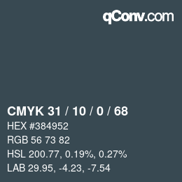 Color code: CMYK 31 / 10 / 0 / 68 | qconv.com