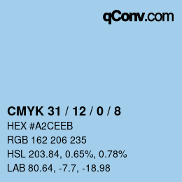 カラーコード: CMYK 31 / 12 / 0 / 8 | qconv.com