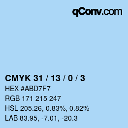 Farbcode: CMYK 31 / 13 / 0 / 3 | qconv.com