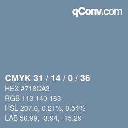 Color code: CMYK 31 / 14 / 0 / 36 | qconv.com
