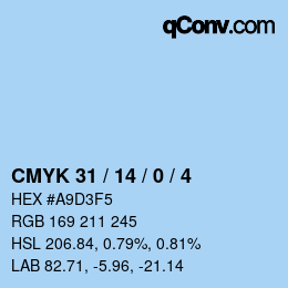 Color code: CMYK 31 / 14 / 0 / 4 | qconv.com