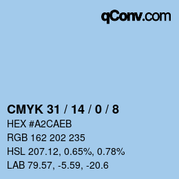 Color code: CMYK 31 / 14 / 0 / 8 | qconv.com
