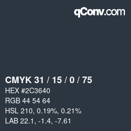 Color code: CMYK 31 / 15 / 0 / 75 | qconv.com