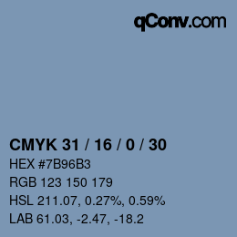 颜色代码: CMYK 31 / 16 / 0 / 30 | qconv.com