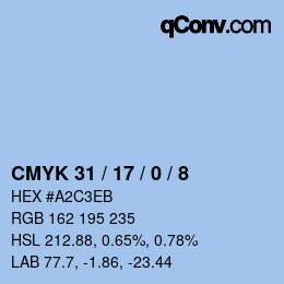 Farbcode: CMYK 31 / 17 / 0 / 8 | qconv.com