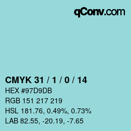 カラーコード: CMYK 31 / 1 / 0 / 14 | qconv.com