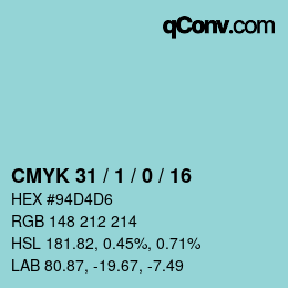カラーコード: CMYK 31 / 1 / 0 / 16 | qconv.com