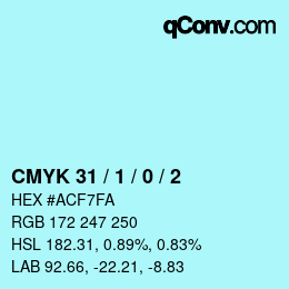 カラーコード: CMYK 31 / 1 / 0 / 2 | qconv.com