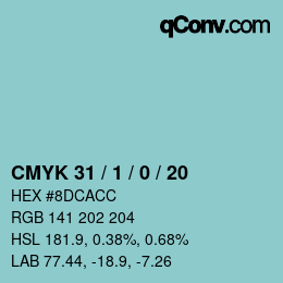 カラーコード: CMYK 31 / 1 / 0 / 20 | qconv.com