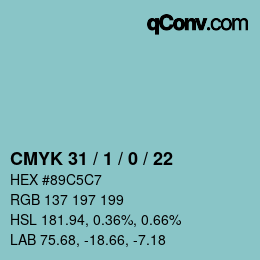 Color code: CMYK 31 / 1 / 0 / 22 | qconv.com