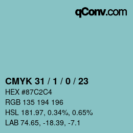 颜色代码: CMYK 31 / 1 / 0 / 23 | qconv.com