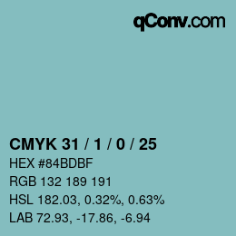 Color code: CMYK 31 / 1 / 0 / 25 | qconv.com