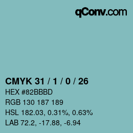 Color code: CMYK 31 / 1 / 0 / 26 | qconv.com