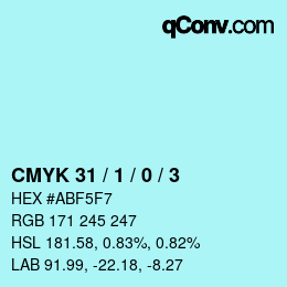 カラーコード: CMYK 31 / 1 / 0 / 3 | qconv.com