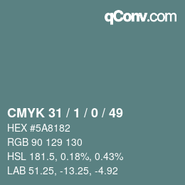 Color code: CMYK 31 / 1 / 0 / 49 | qconv.com