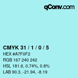 颜色代码: CMYK 31 / 1 / 0 / 5 | qconv.com