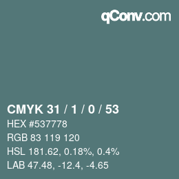 Color code: CMYK 31 / 1 / 0 / 53 | qconv.com