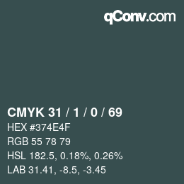 Color code: CMYK 31 / 1 / 0 / 69 | qconv.com