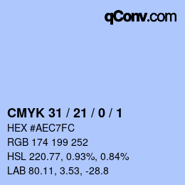 カラーコード: CMYK 31 / 21 / 0 / 1 | qconv.com