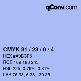 Color code: CMYK 31 / 23 / 0 / 4 | qconv.com