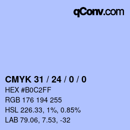 Color code: CMYK 31 / 24 / 0 / 0 | qconv.com