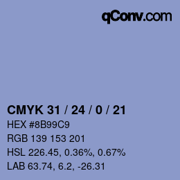 Color code: CMYK 31 / 24 / 0 / 21 | qconv.com