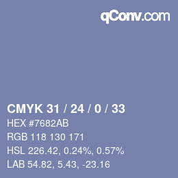 カラーコード: CMYK 31 / 24 / 0 / 33 | qconv.com