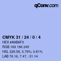 Color code: CMYK 31 / 24 / 0 / 4 | qconv.com