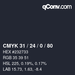 Color code: CMYK 31 / 24 / 0 / 80 | qconv.com