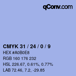 カラーコード: CMYK 31 / 24 / 0 / 9 | qconv.com