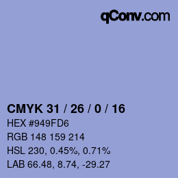 Color code: CMYK 31 / 26 / 0 / 16 | qconv.com