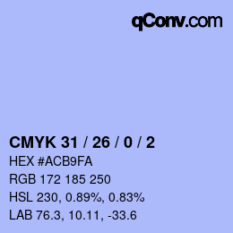 Color code: CMYK 31 / 26 / 0 / 2 | qconv.com