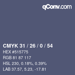 Color code: CMYK 31 / 26 / 0 / 54 | qconv.com