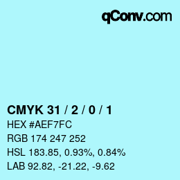 カラーコード: CMYK 31 / 2 / 0 / 1 | qconv.com