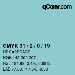 カラーコード: CMYK 31 / 2 / 0 / 19 | qconv.com